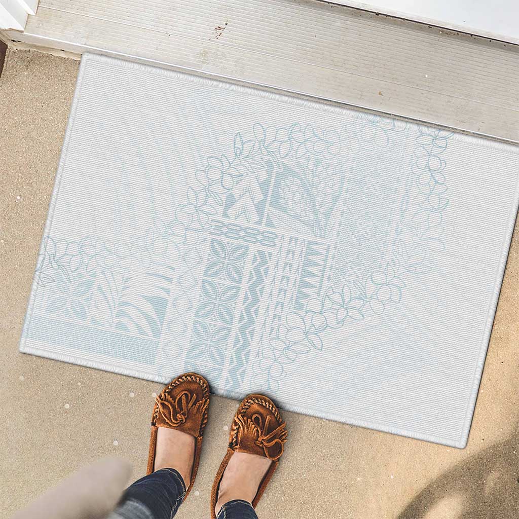 Samoa Lotu Tamaiti Mamanu Siapo Rubber Doormat Off White Plumeria LT7 - Polynesian Pride