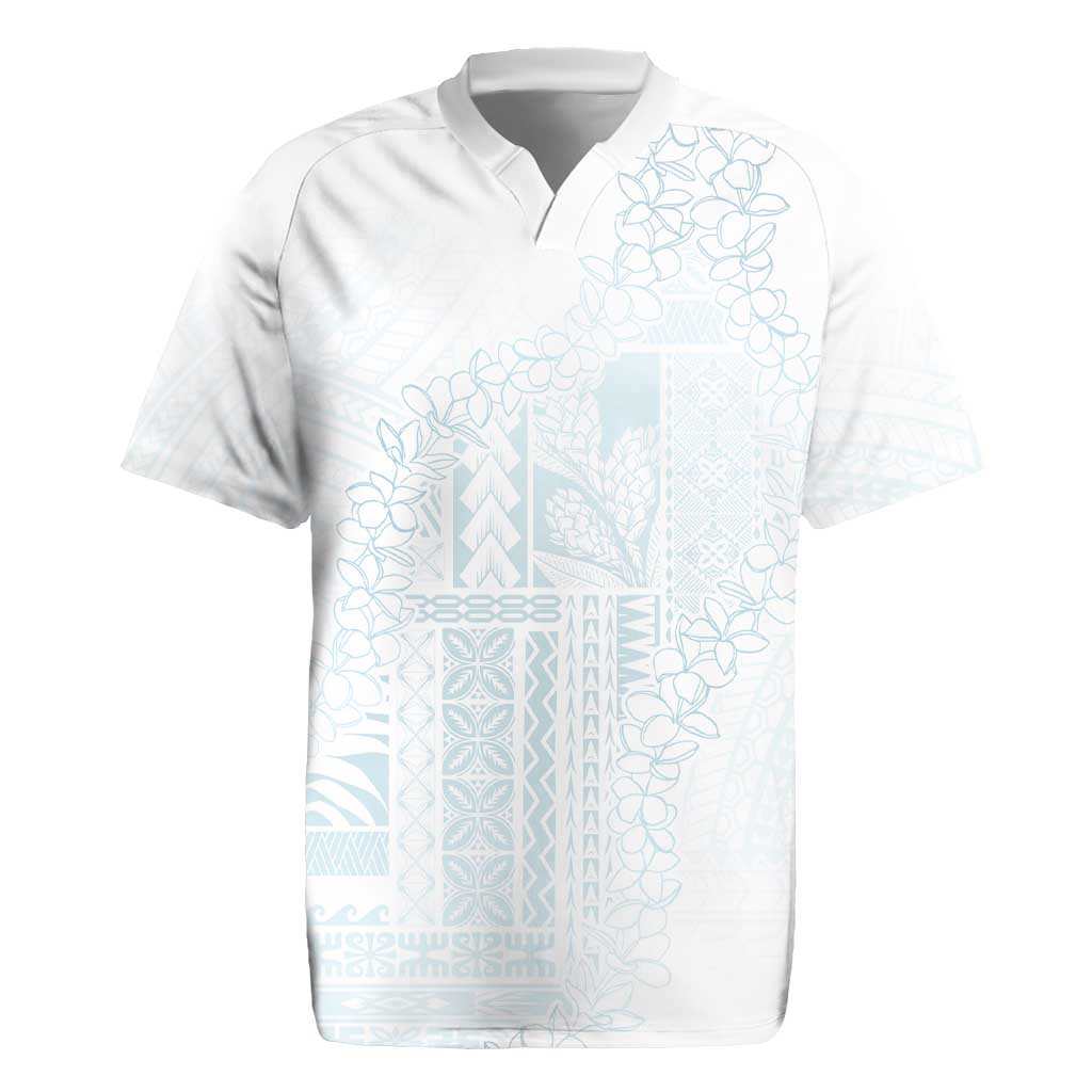 Samoa Lotu Tamaiti Mamanu Siapo Rugby Jersey Off White Plumeria LT7 Baby Blue - Polynesian Pride