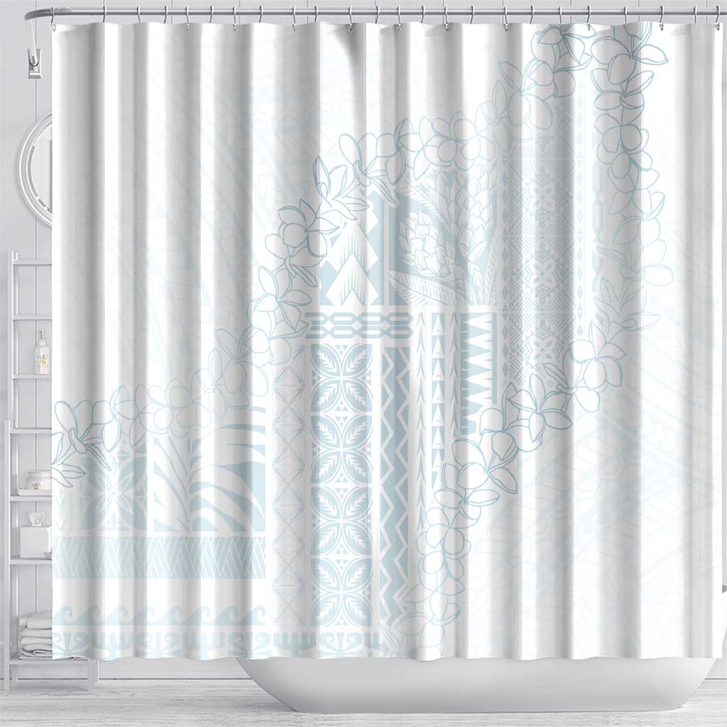 Samoa Lotu Tamaiti Mamanu Siapo Shower Curtain Off White Plumeria - Polynesian Pride