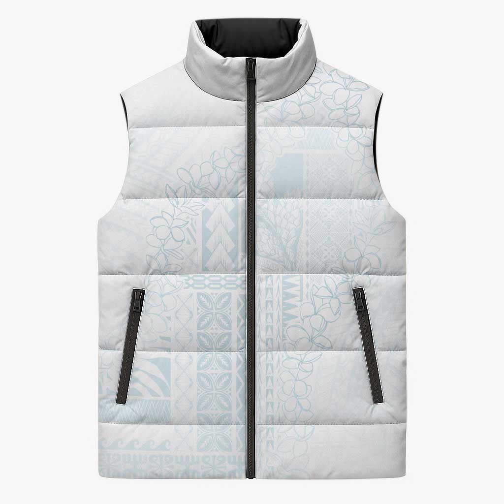 Samoa Lotu Tamaiti Mamanu Siapo Sleeveless Puffer Jacket Off White Plumeria LT7 Unisex Baby Blue - Polynesian Pride