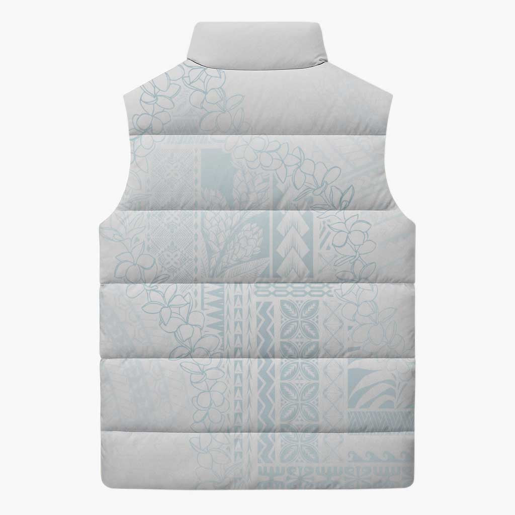 Samoa Lotu Tamaiti Mamanu Siapo Sleeveless Puffer Jacket Off White Plumeria LT7 - Polynesian Pride