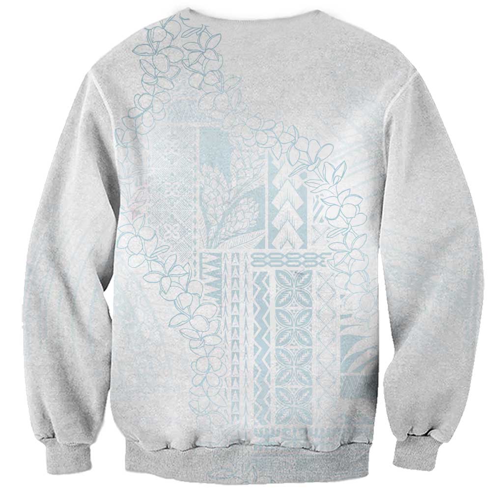 Samoa Lotu Tamaiti Mamanu Siapo Sweatshirt Off White Plumeria LT7 - Polynesian Pride