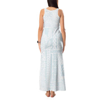 Samoa Lotu Tamaiti Mamanu Siapo Tank Maxi Dress Off White Plumeria - Polynesian Pride
