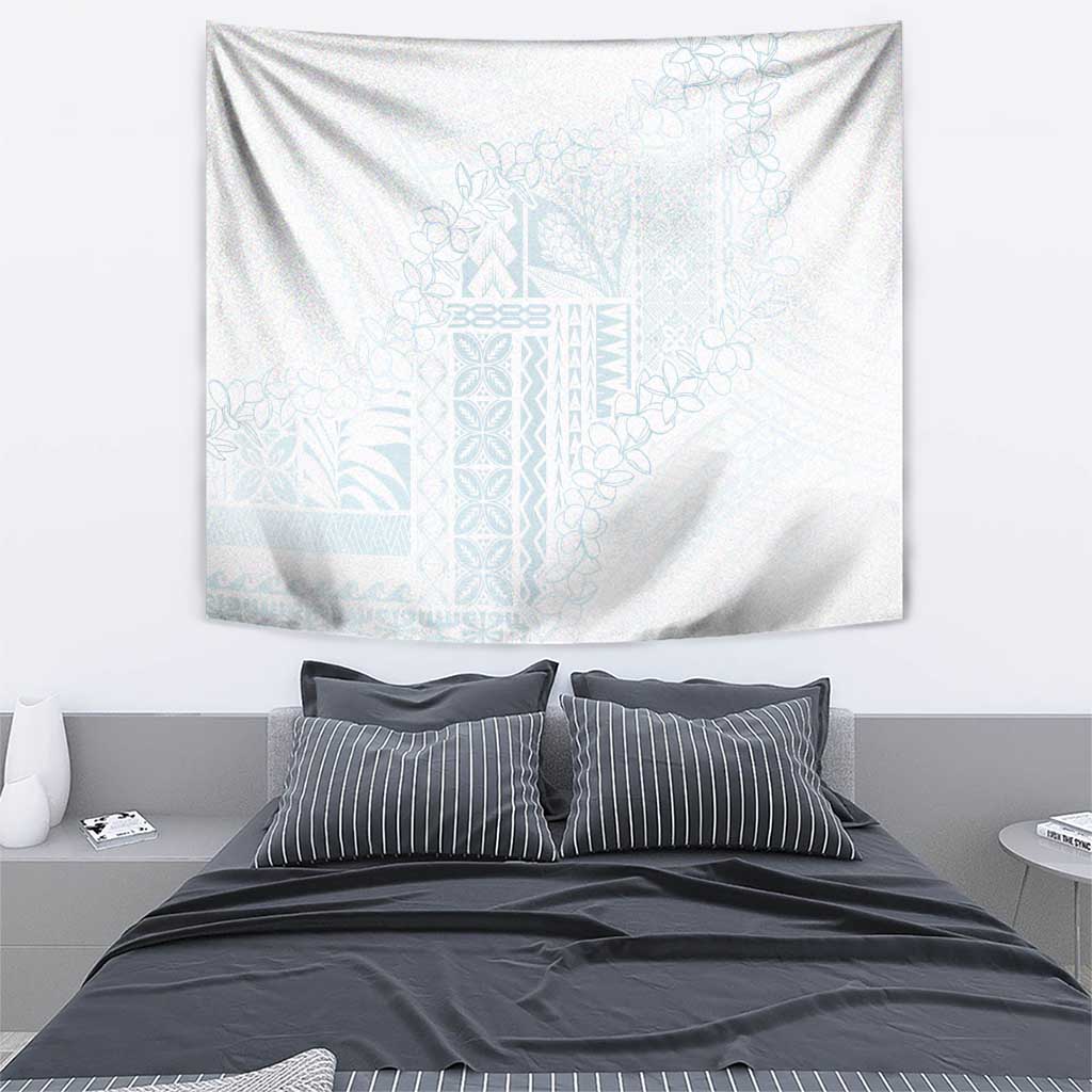 Samoa Lotu Tamaiti Mamanu Siapo Tapestry Off White Plumeria - Polynesian Pride