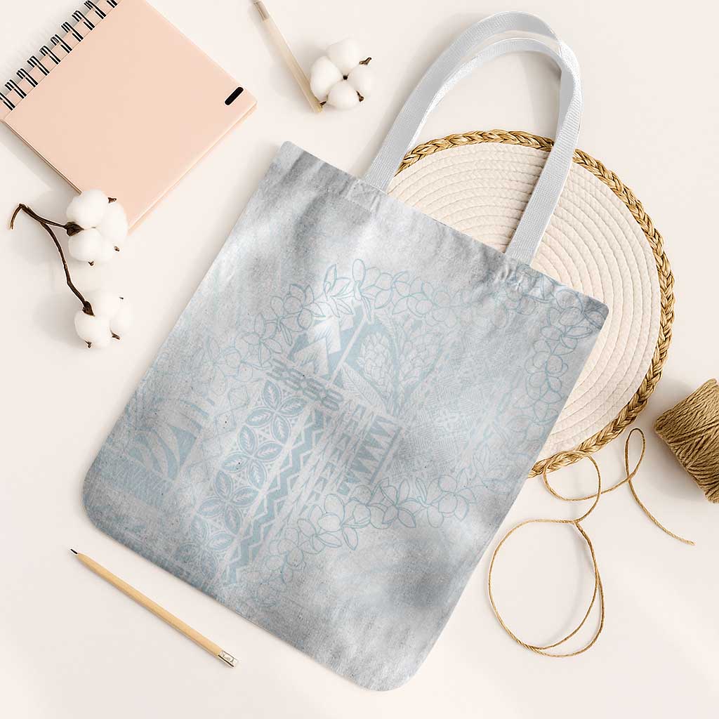 Samoa Lotu Tamaiti Mamanu Siapo Tote Bag Off White Plumeria - Polynesian Pride