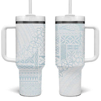 Samoa Lotu Tamaiti Mamanu Siapo Tumbler With Handle Off White Plumeria - Polynesian Pride