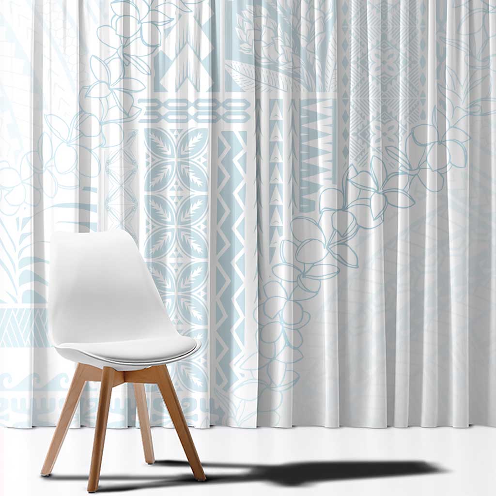 Samoa Lotu Tamaiti Mamanu Siapo Window Curtain Off White Plumeria - Polynesian Pride