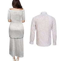 Samoa Lotu Tamaiti Ivory Couples Matching Puletasi and Long Sleeve Button Shirt Teuila Tatau LT7 - Polynesian Pride