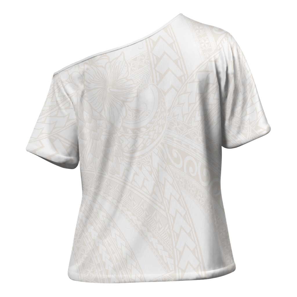 Samoa Lotu Tamaiti Ivory Cross Shoulder Shirt Teuila Tatau LT7 - Polynesian Pride