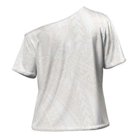 Samoa Lotu Tamaiti Ivory Cross Shoulder Shirt Teuila Tatau LT7 - Polynesian Pride