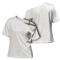 Samoa Lotu Tamaiti Ivory Cross Shoulder Shirt Teuila Tatau LT7 - Polynesian Pride