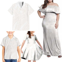 Samoa Lotu Tamaiti Ivory Family Matching Off Shoulder Maxi Dress and Hawaiian Shirt Teuila Tatau - Polynesian Pride