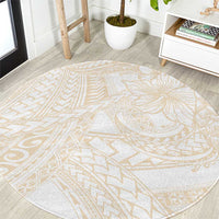 Samoa Lotu Tamaiti Ivory Round Carpet Teuila Tatau - Polynesian Pride