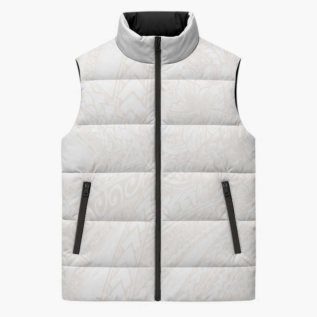 Samoa Lotu Tamaiti Ivory Sleeveless Puffer Jacket Teuila Tatau LT7 Unisex Ivory - Polynesian Pride