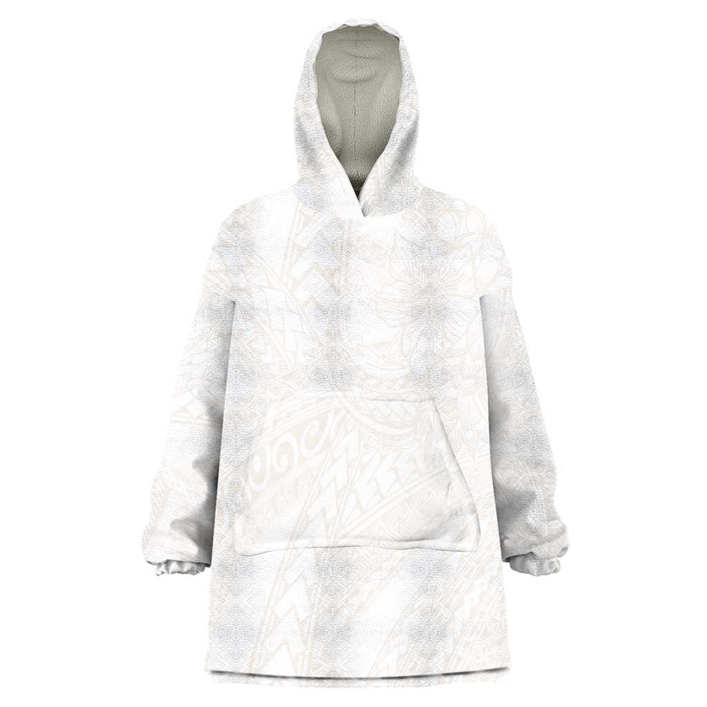 Samoa Lotu Tamaiti Ivory Wearable Blanket Hoodie Teuila Tatau LT7 One Size Ivory - Polynesian Pride