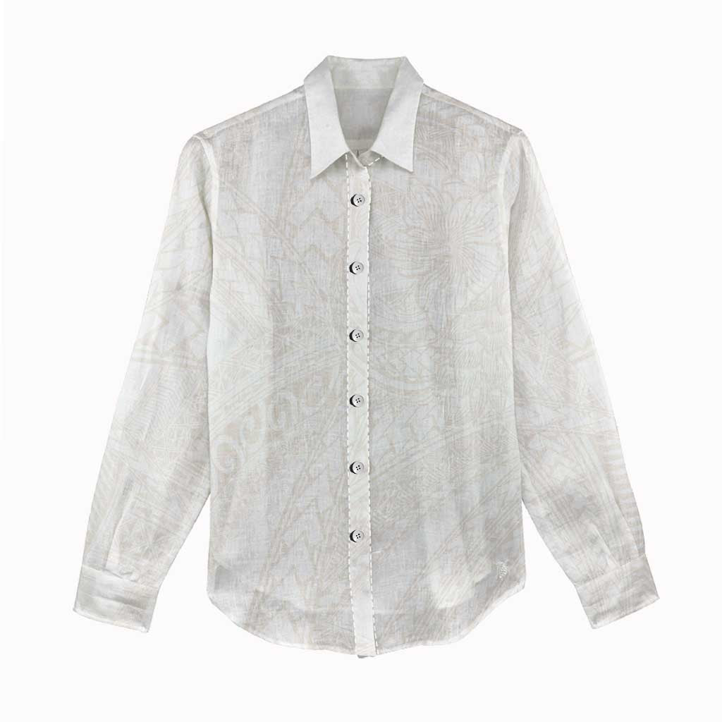 Samoa Lotu Tamaiti Ivory Women Casual Shirt Teuila Tatau - Polynesian Pride
