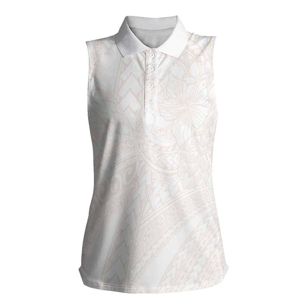 Samoa Lotu Tamaiti Ivory Women Sleeveless Polo Shirt Teuila Tatau LT7 Female Ivory - Polynesian Pride