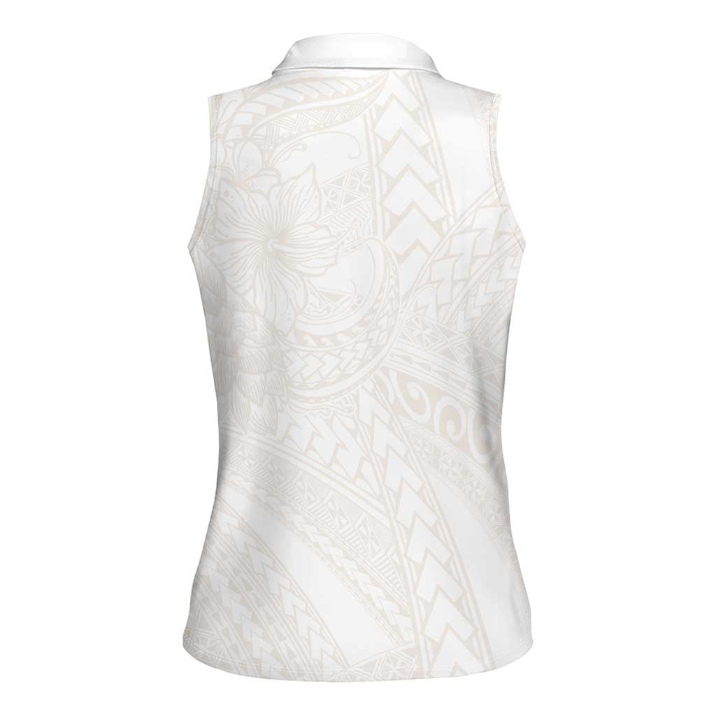 Samoa Lotu Tamaiti Ivory Women Sleeveless Polo Shirt Teuila Tatau LT7 - Polynesian Pride