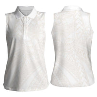 Samoa Lotu Tamaiti Ivory Women Sleeveless Polo Shirt Teuila Tatau LT7 - Polynesian Pride