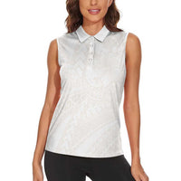 Samoa Lotu Tamaiti Ivory Women Sleeveless Polo Shirt Teuila Tatau LT7 - Polynesian Pride