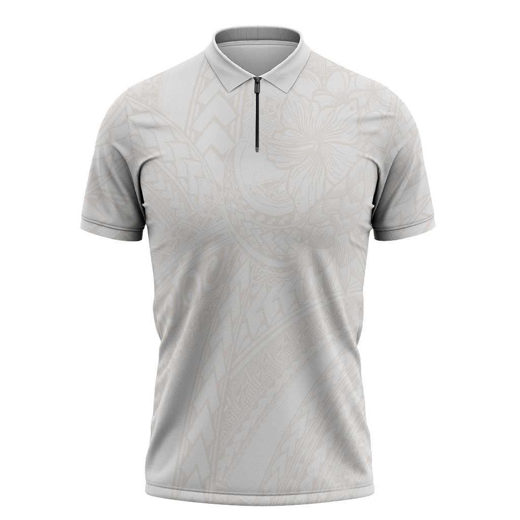 Samoa Lotu Tamaiti Ivory Zipper Polo Shirt Teuila Tatau LT7 Ivory - Polynesian Pride