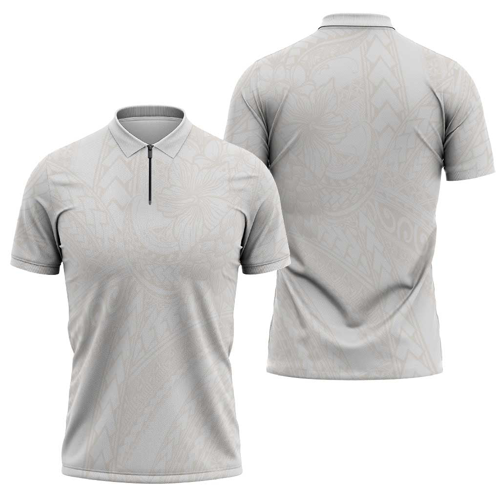 Samoa Lotu Tamaiti Ivory Zipper Polo Shirt Teuila Tatau LT7 - Polynesian Pride