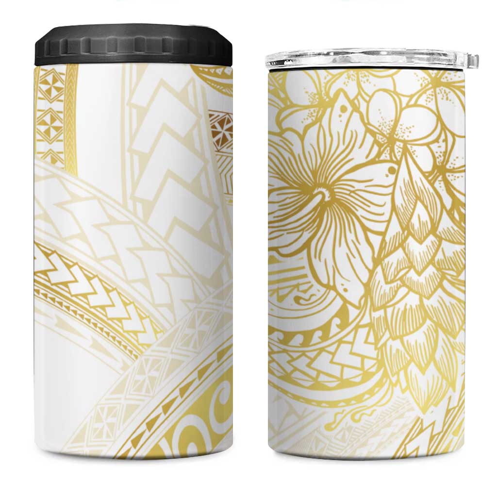 Samoa Lotu Tamaiti Gold 4 in 1 Can Cooler Tumbler Teuila Tatau LT7 One Size: 16 oz Gold - Polynesian Pride