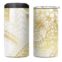 Samoa Lotu Tamaiti Gold 4 in 1 Can Cooler Tumbler Teuila Tatau LT7 One Size: 16 oz Gold - Polynesian Pride