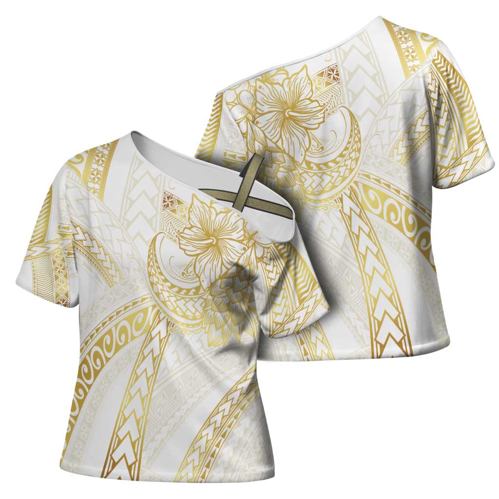 Samoa Lotu Tamaiti Gold Cross Shoulder Shirt Teuila Tatau LT7 - Polynesian Pride