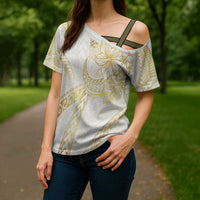 Samoa Lotu Tamaiti Gold Cross Shoulder Shirt Teuila Tatau LT7 - Polynesian Pride