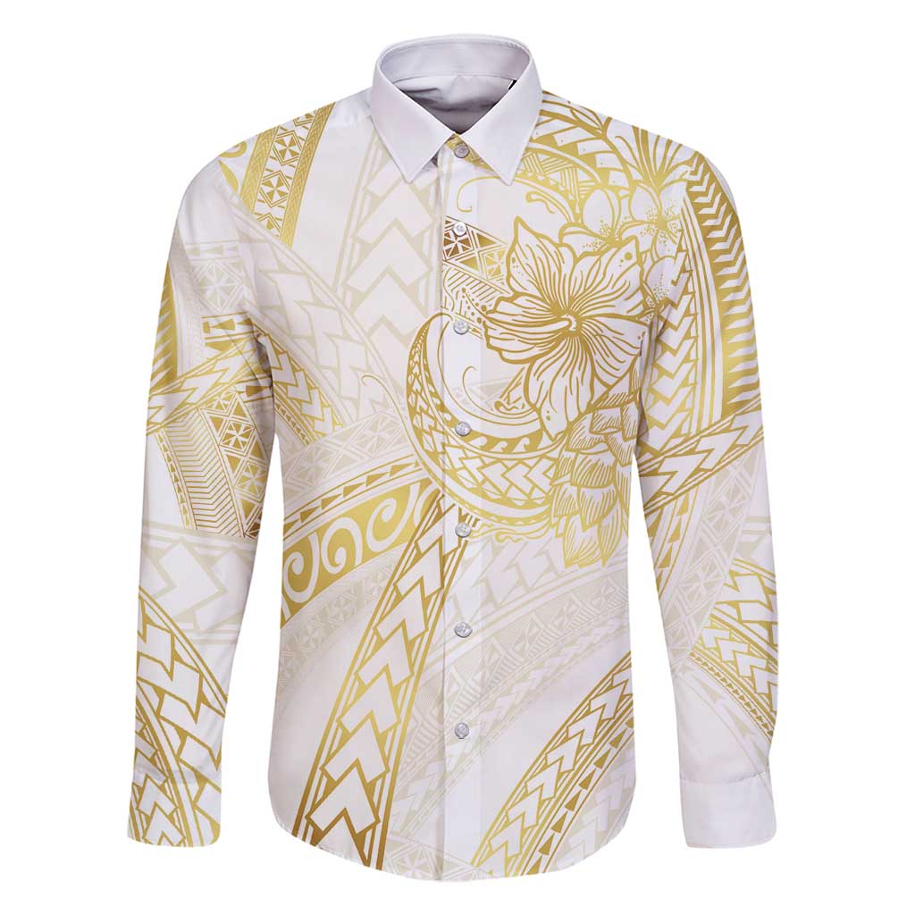 Samoa Lotu Tamaiti Gold Family Matching Off Shoulder Short Dress and Hawaiian Shirt Teuila Tatau - Polynesian Pride