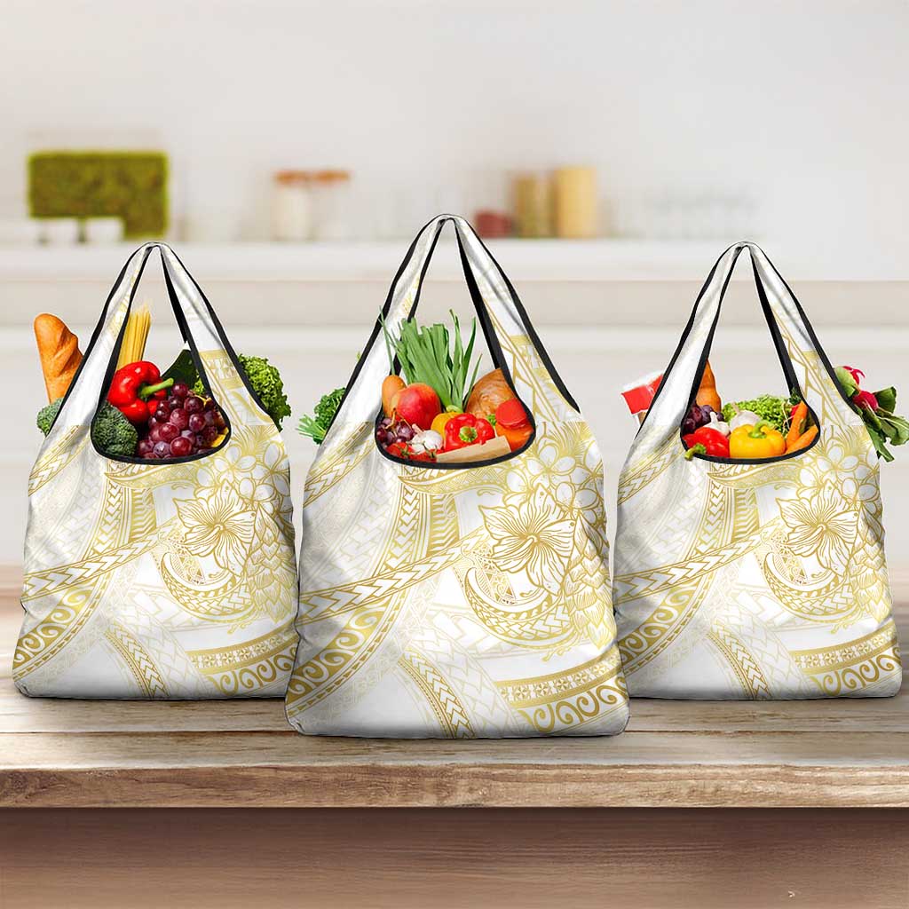 Samoa Lotu Tamaiti Gold Grocery Bag Teuila Tatau LT7 3-pack One Size Gold - Polynesian Pride