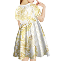 Samoa Lotu Tamaiti Gold Kid Short Sleeve Dress Teuila Tatau - Polynesian Pride