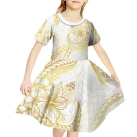 Samoa Lotu Tamaiti Gold Kid Short Sleeve Dress Teuila Tatau - Polynesian Pride