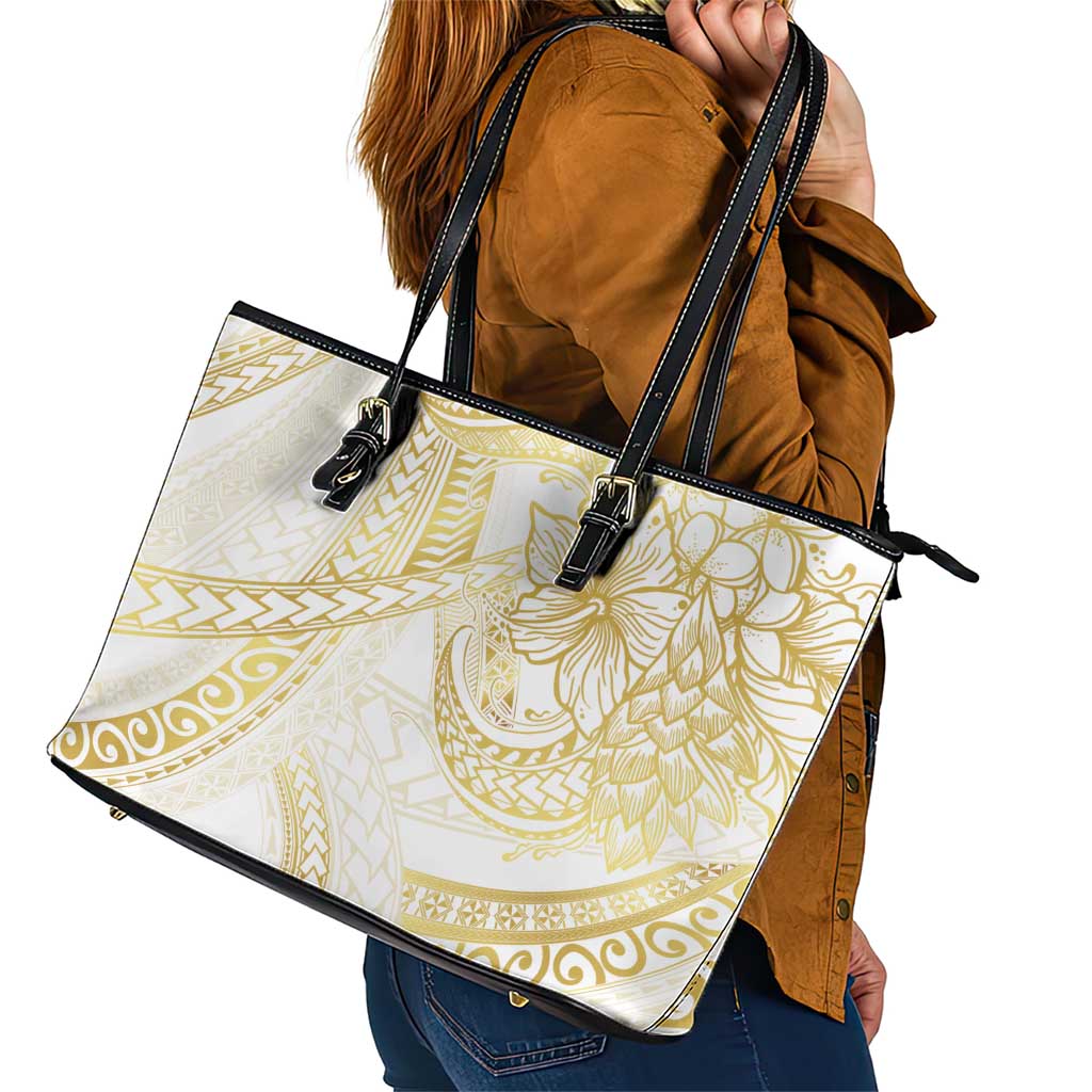 Samoa Lotu Tamaiti Gold Leather Tote Bag Teuila Tatau - Polynesian Pride