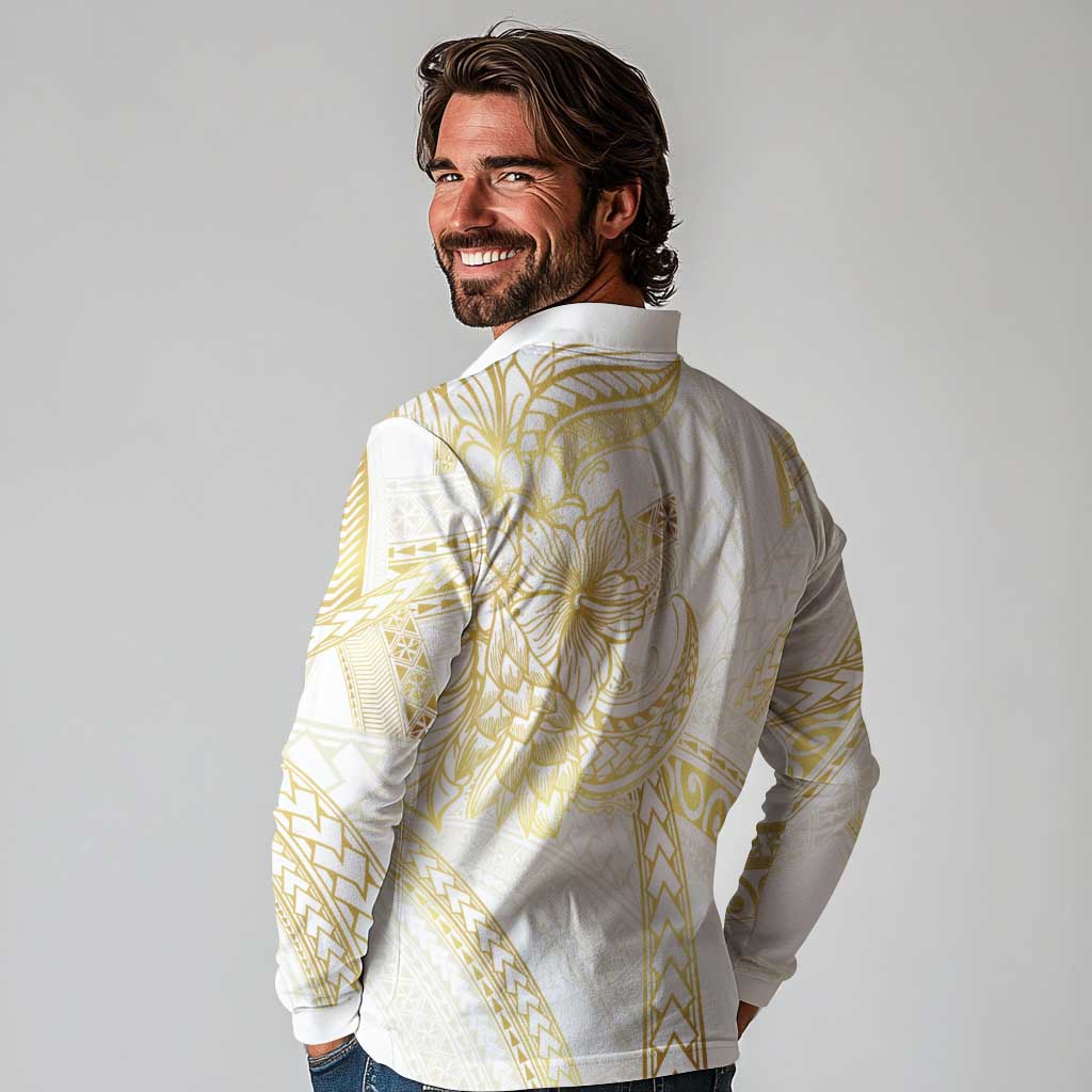 Samoa Lotu Tamaiti Gold Long Sleeve Polo Shirt Teuila Tatau LT7 - Polynesian Pride