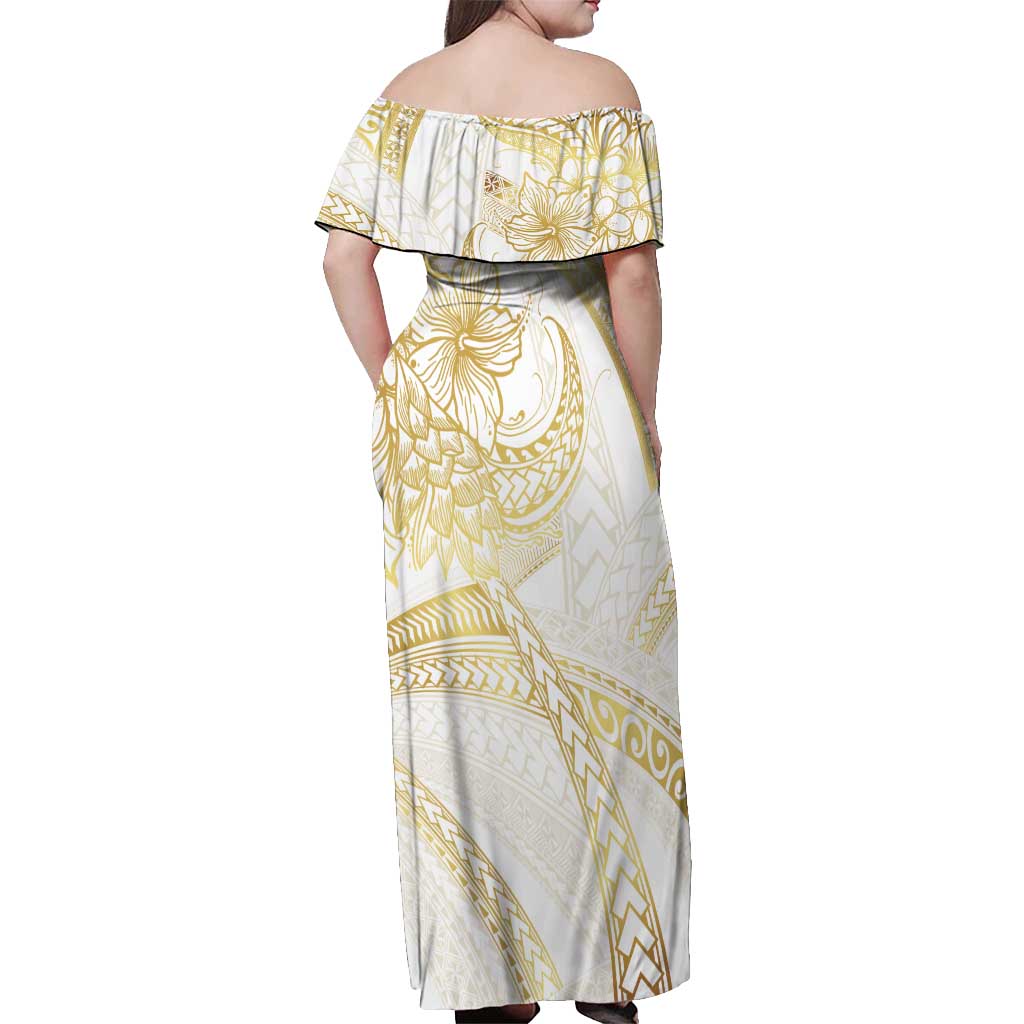 Samoa Lotu Tamaiti Gold Off Shoulder Maxi Dress Teuila Tatau - Polynesian Pride