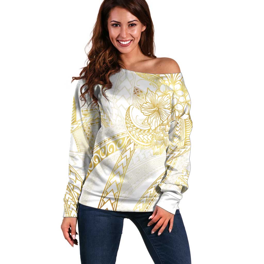 Samoa Lotu Tamaiti Gold Off Shoulder Sweater Teuila Tatau - Polynesian Pride