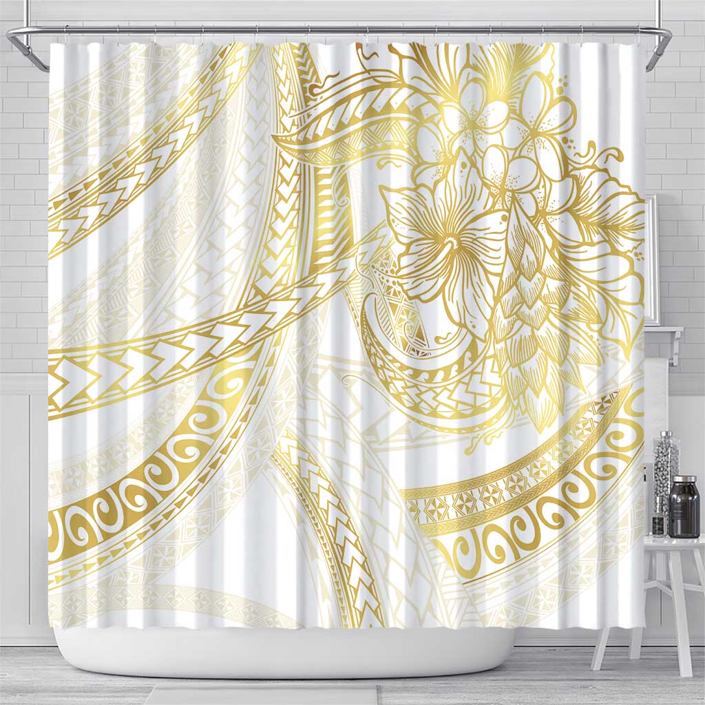 Samoa Lotu Tamaiti Gold Shower Curtain Teuila Tatau - Polynesian Pride