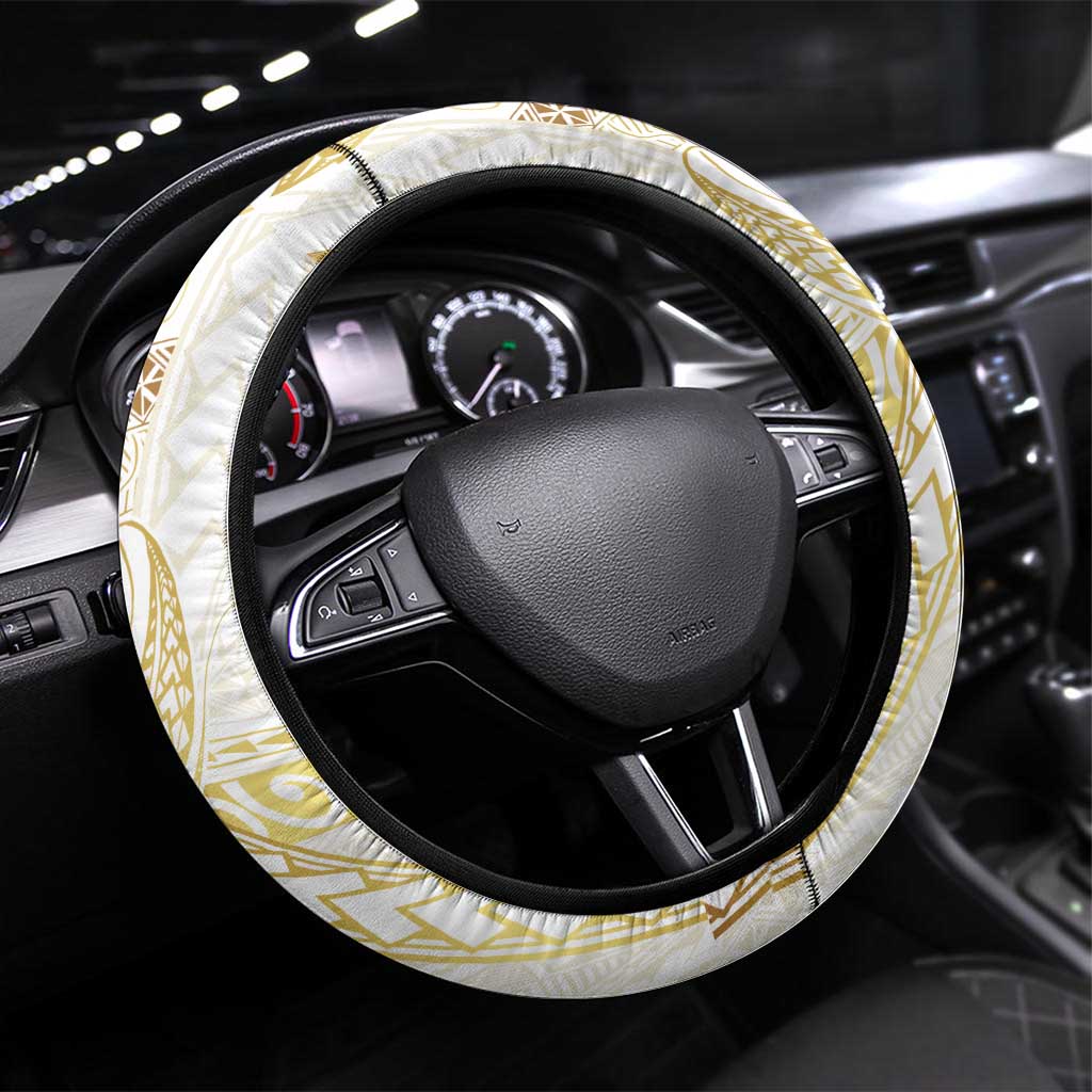 Samoa Lotu Tamaiti Gold Steering Wheel Cover Teuila Tatau LT7 Universal Fit Gold - Polynesian Pride