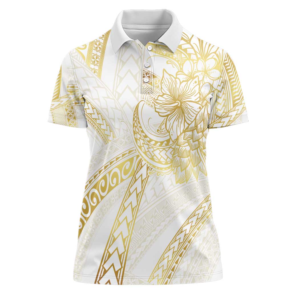 Samoa Lotu Tamaiti Gold Women Polo Shirt Teuila Tatau - Polynesian Pride