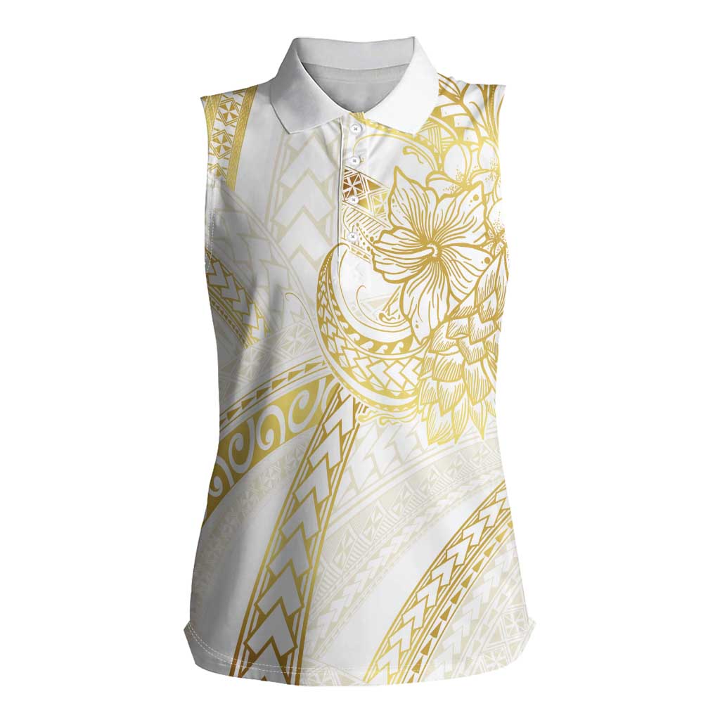 Samoa Lotu Tamaiti Gold Women Sleeveless Polo Shirt Teuila Tatau LT7 Female Gold - Polynesian Pride