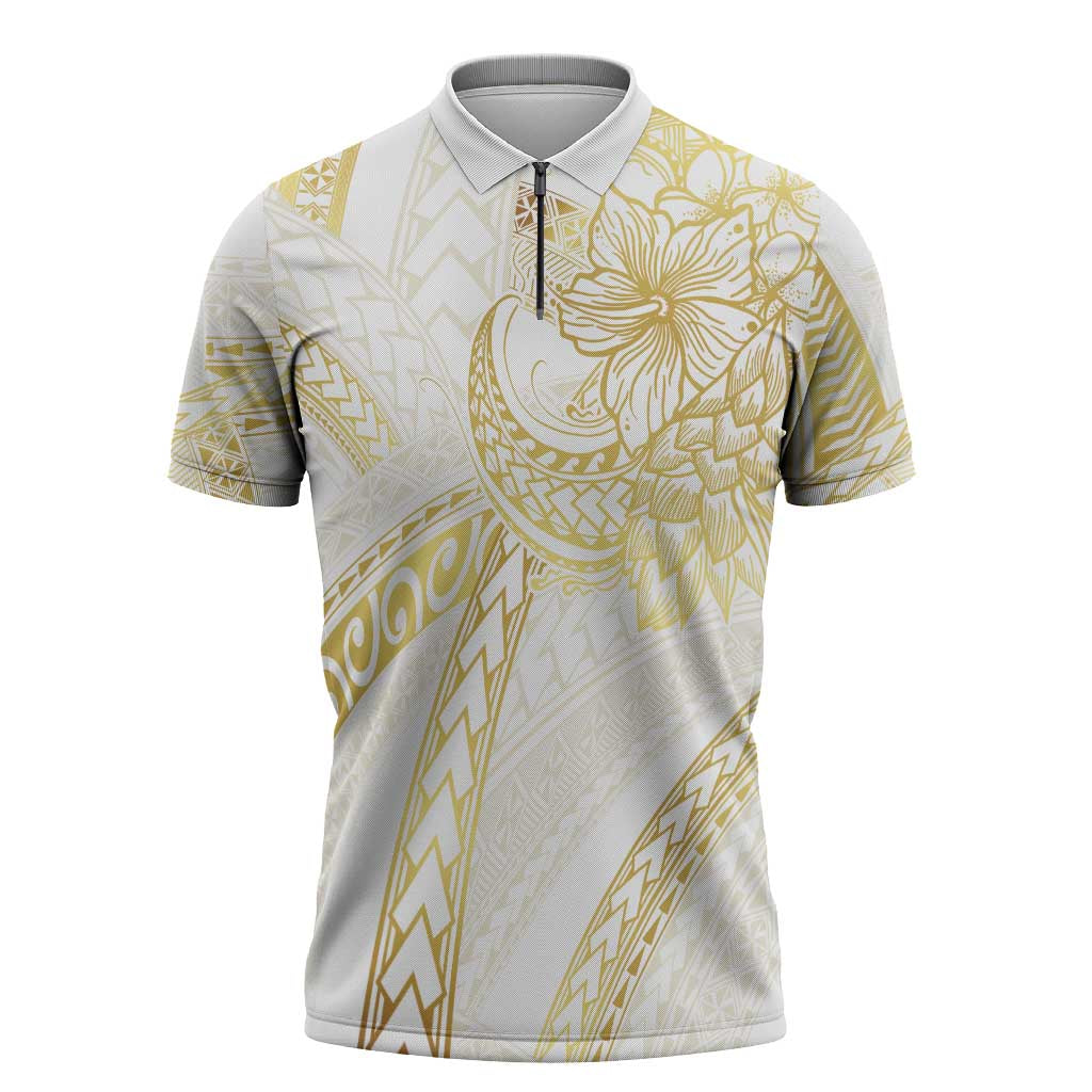 Samoa Lotu Tamaiti Gold Zipper Polo Shirt Teuila Tatau LT7 Gold - Polynesian Pride