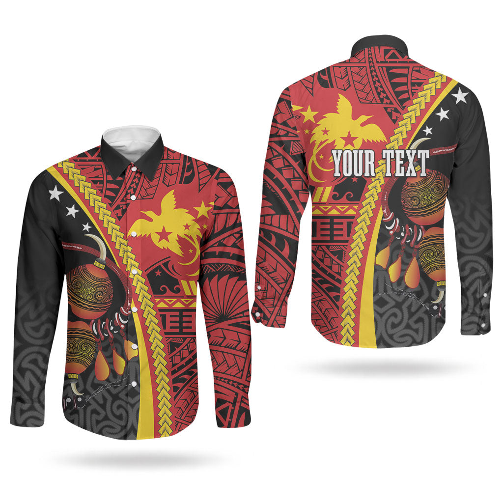Papua New Guinea Independence Personalised Couples Matching Puletasi and Long Sleeve Button Shirt PNG Bagi and Lime Pot LT7 - Polynesian Pride