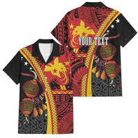 Papua New Guinea Independence Personalised Family Matching Long Sleeve Bodycon Dress and Hawaiian Shirt PNG Bagi and Lime Pot LT7 Dad's Shirt - Short Sleeve Black - Polynesian Pride