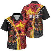 Papua New Guinea Independence Personalised Family Matching Off Shoulder Maxi Dress and Hawaiian Shirt PNG Bagi and Lime Pot LT7 Son's Shirt Black - Polynesian Pride