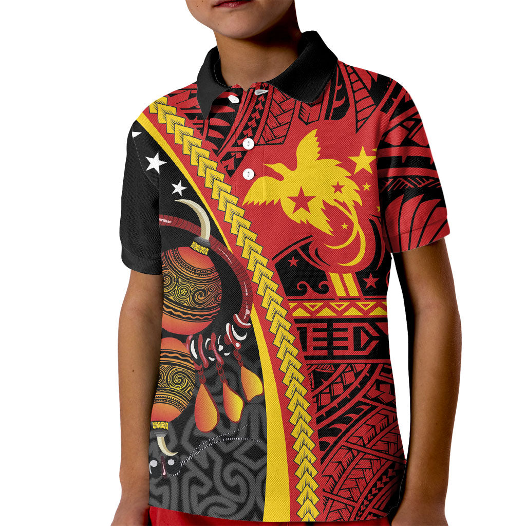 Papua New Guinea Independence Personalised Kid Polo Shirt PNG Bagi and Lime Pot LT7 Kid Black - Polynesian Pride