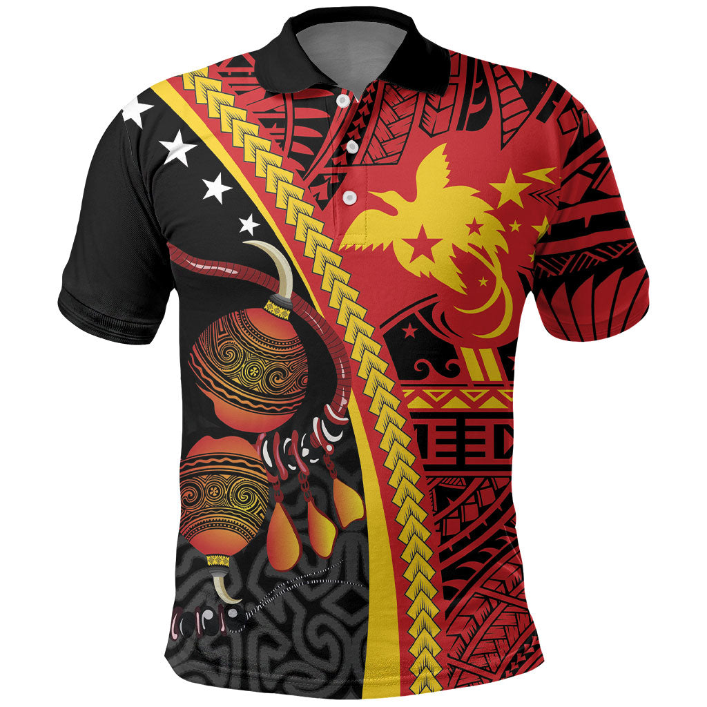 Papua New Guinea Independence Personalised Polo Shirt PNG Bagi and Lime Pot LT7 Black - Polynesian Pride
