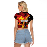 Papua New Guinea Independence Personalised Raglan Cropped T Shirt PNG Bagi and Lime Pot LT7 - Polynesian Pride