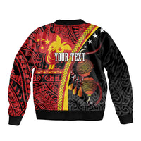 Papua New Guinea Independence Personalised Sleeve Zip Bomber Jacket PNG Bagi and Lime Pot LT7 - Polynesian Pride